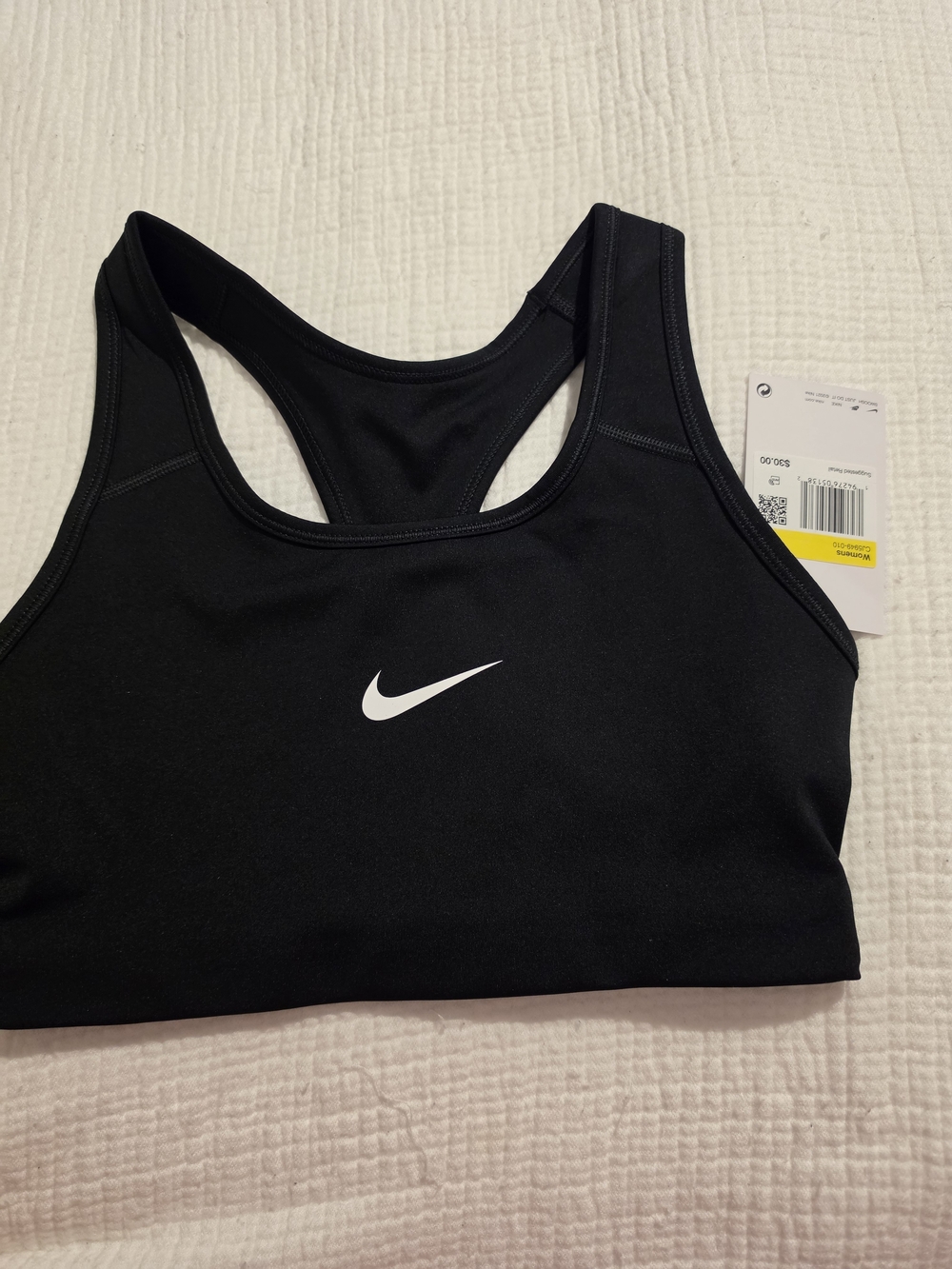 Nike Black Racerback Sports Bra with White Swoosh
